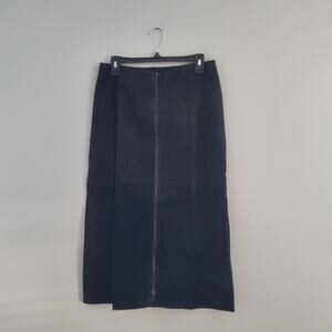 Jenne Maag Black Suede Lined Zipper Pencil Skirt Size L